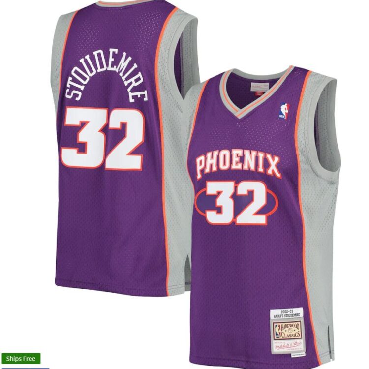 Mens Phoenix Suns #32 Amar'e Stoudemire Mitchell & Ness 2002-2003 Stitched Hardwood Classics Jersey
