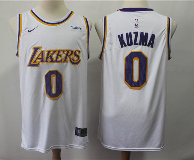 Men's Los Angeles Lakers #0 Kyle Kuzma Nike White Association Edition Swingman Jersey