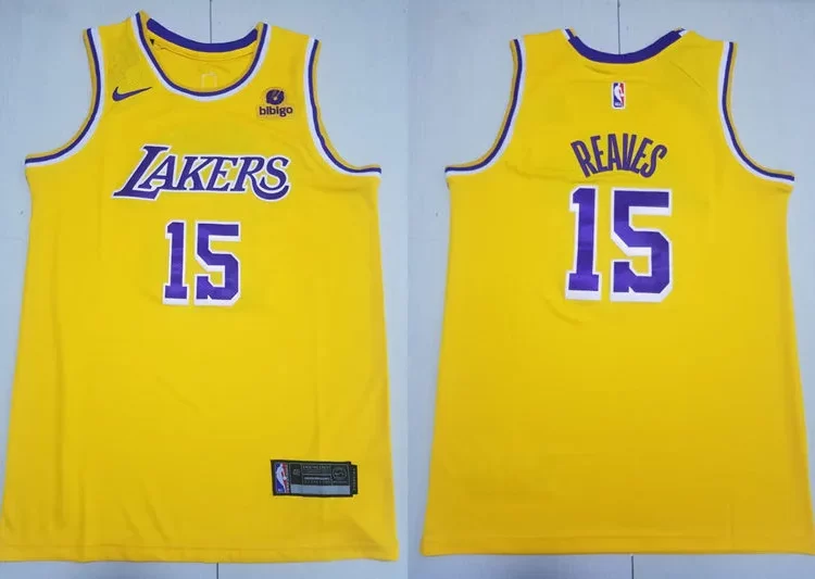 Mens Los Angeles Lakers #15 Austin Reaves Gold Icon Edition Jersey