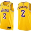 Mens Los Angeles Lakers #2 Jarred Vanderbilt Gold Icon Edition Jersey