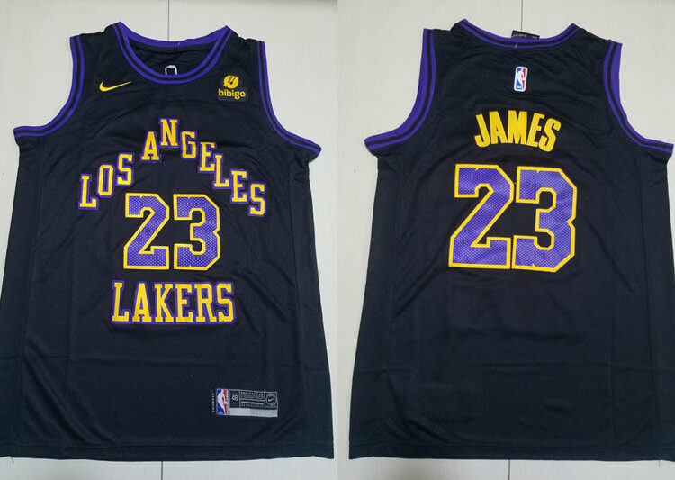 Mens Los Angeles Lakers #23 LeBron James 2023-24 Black City Edition Player Jersey