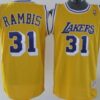 Mens Los Angeles Lakers #31 Kurt Rambis Yellow With Purple Throwback Authentic Jersey