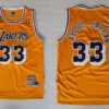 Men's Los Angeles Lakers #33 Kareem Abdul-Jabbar Yellow Mitchell & Ness Throwback Jersey