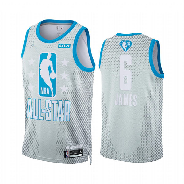 Mens Los Angeles Lakers #6 LeBron James Grey Reserves 2022 NBA All-Star Jersey