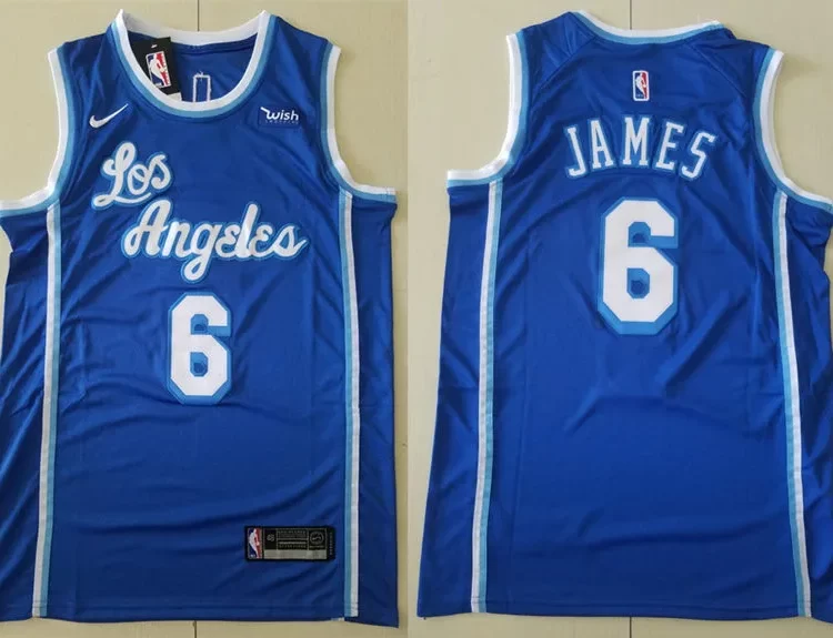 Mens Los Angeles Lakers #6 LeBron James Nike Royal Hardwood Classics Jersey