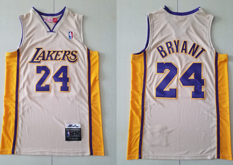Mens Los Angeles Lakers #24 Kobe Bryant 2008-09 Cream Hardwood Classics Swingman Jersey