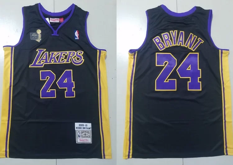 Mens Los Angeles Lakers #24 Kobe Bryant 2009-10 Black Hardwood Classics Swingman Jersey