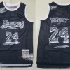 Mens Los Angeles Lakers #24 Kobe Bryant Black sketch designed 2007-08 Throwback Jersey