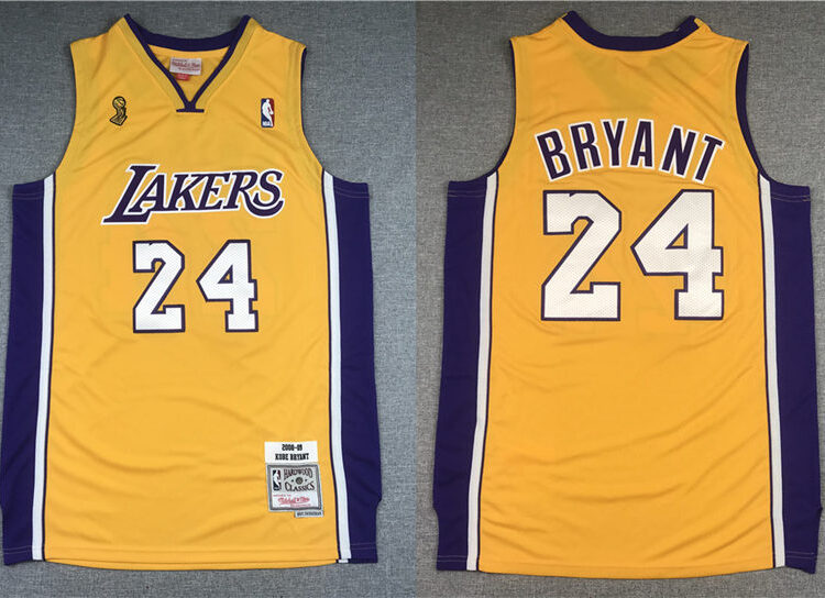 Men's Los Angeles Lakers #24 Kobe Bryant Gold Mitchell & Ness Hardwood Classics 2008-09 Finals Champions Jersey