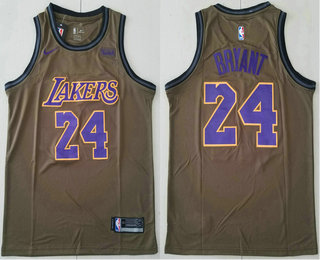 Men's Los Angeles Lakers #24 Kobe Bryant Olive Nike Swingman Jersey