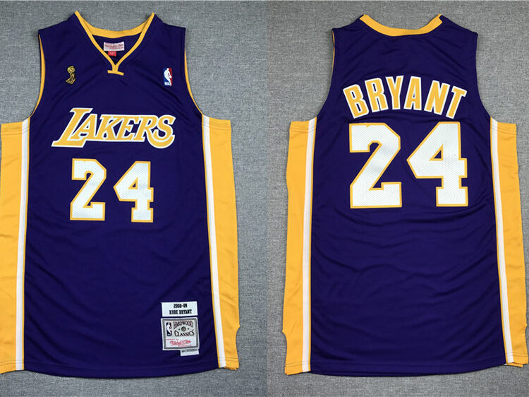 Men's Los Angeles Lakers #24 Kobe Bryant Purple Mitchell & Ness Hardwood Classics 2008-09 Finals Champions Jersey