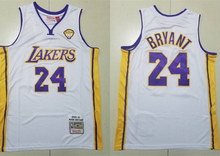 Men's Los Angeles Lakers #24 Kobe Bryant White Mitchell & Ness Hardwood Classics 2009-10 Finals Jersey