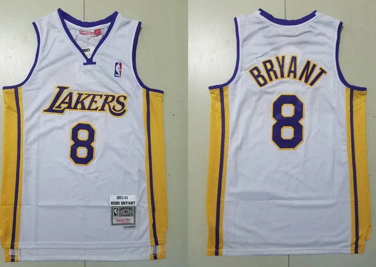 Mens Los Angeles Lakers #8 Kobe Bryant 2003-04 White Hardwood Classics Swingman Jersey