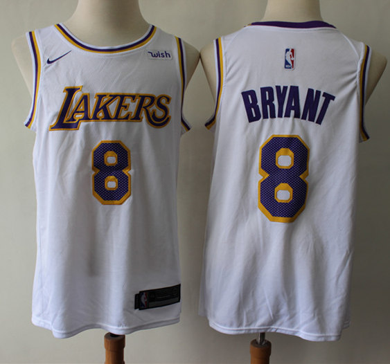 Men's Los Angeles Lakers #8 Kobe Bryant Nike White Association Edition Swingman Jersey