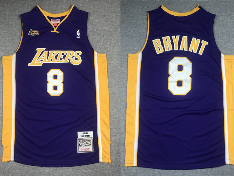 Men's Los Angeles Lakers #8 Kobe Bryant Purple Hardwood Classics 2000-01 Finals Jersey