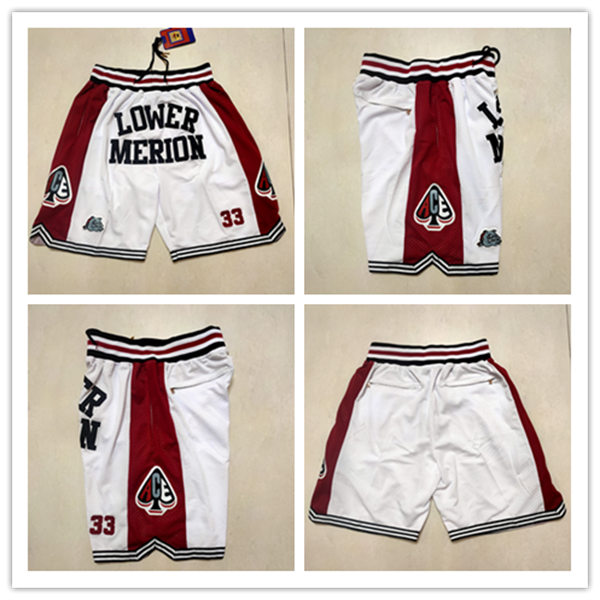 Men's Lower Merion #33 Kobe Bryant White Shorts