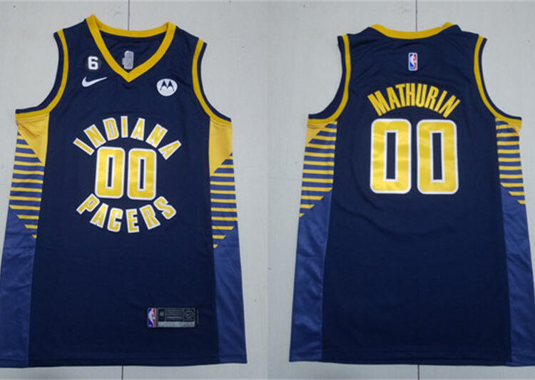 Mens Indiana Pacers #00 Bennedict Mathurin Navy 2022-23 Icon Edition Player Jersey