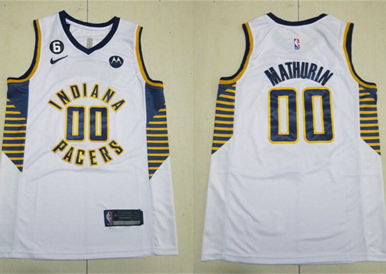 Mens Indiana Pacers #00 Bennedict Mathurin White Association Edition Jersey