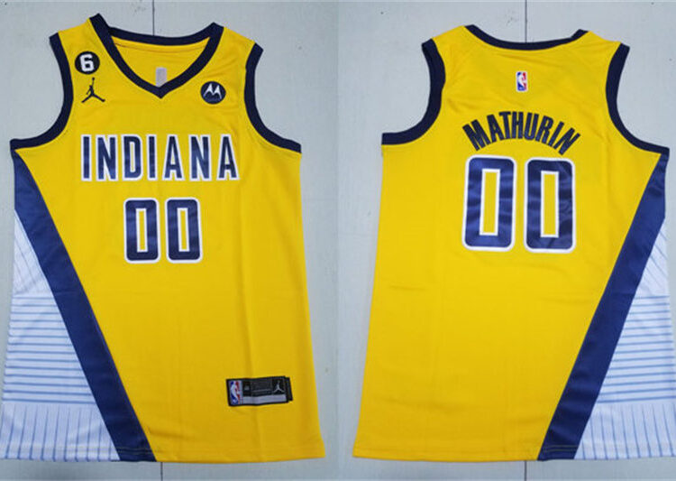 Mens Indiana Pacers #00 Bennedict Mathurin Yellow Statement Edition Swingman Jersey