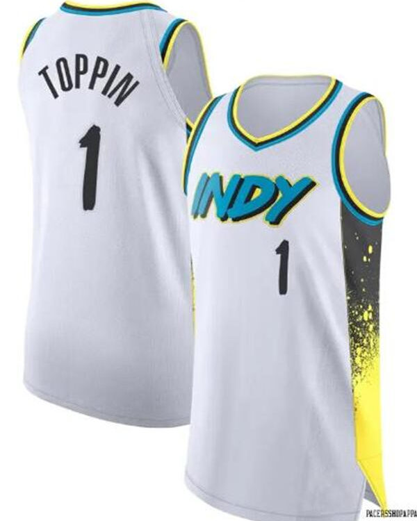Mens Indiana Pacers #1 Obi Toppin 2024-25 White City Edition Jersey
