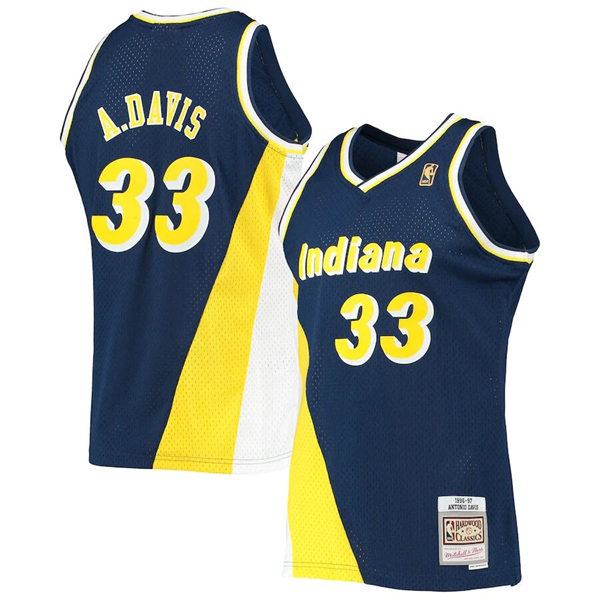 Mens Indiana Pacers #33 Antonio Davis Navy Gold Mitchell & Ness 1996-97 Hardwood Classics Swingman Jersey