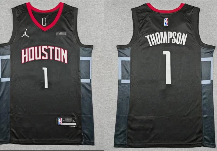Mens Houston Rockets #1 Amen Thompson Black Statement Edition Swingman Jersey