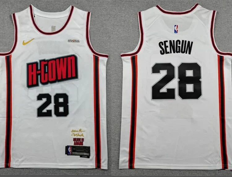 Mens Houston Rockets #28 Alperen Sengun 2024-25 White City Edition Jersey