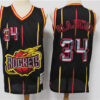 Mens Houston Rockets #34 Hakeem Olajuwon Mitchell & Ness Black Retro Throwback Jersey