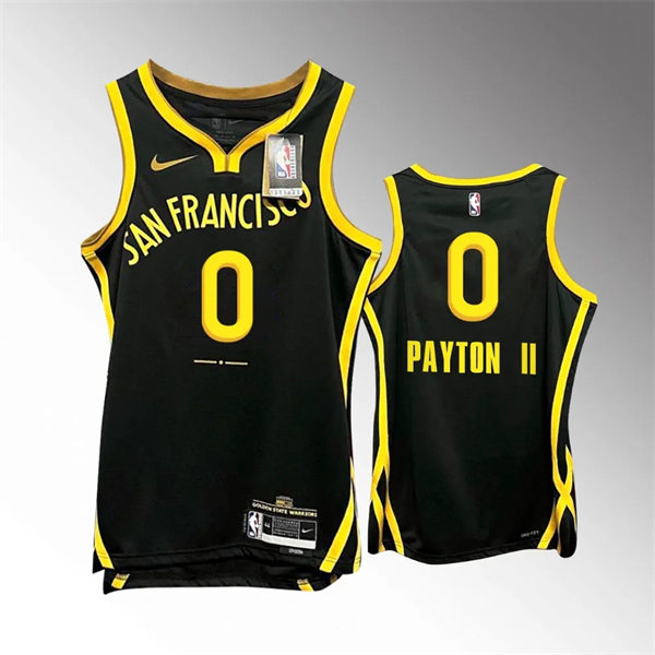 Mens Golden State Warriors #0 Gary Payton II 2023-24 Black City Edition Player Jersey
