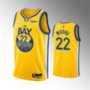Mens Golden State Warriors #22 Andrew Wiggins Gold Diamond Badge 2021-22 Statement Edition Jersey