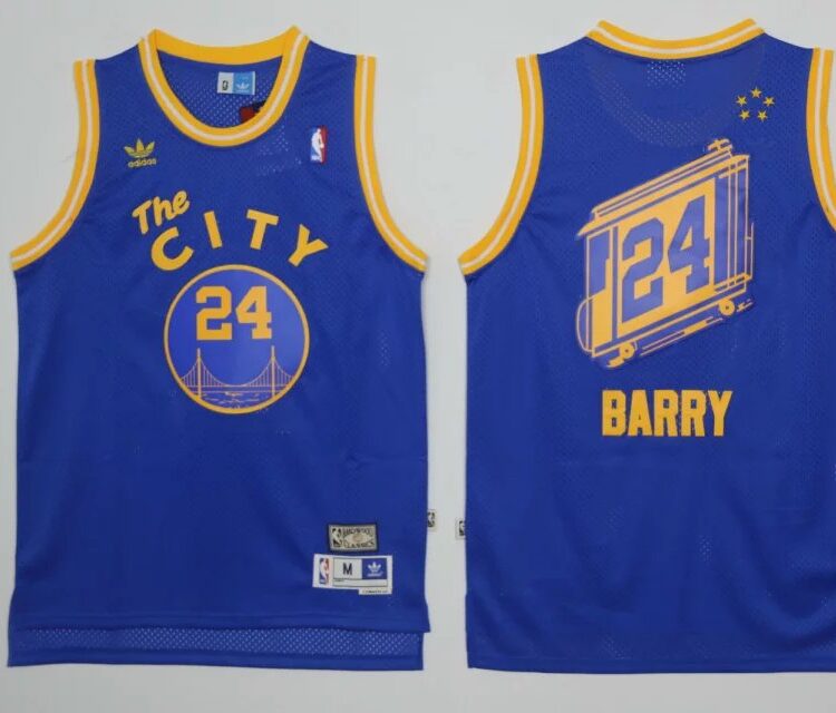 Men's Golden State Warriors #24 Rick Barry Throwback Swingman Blue Jersey