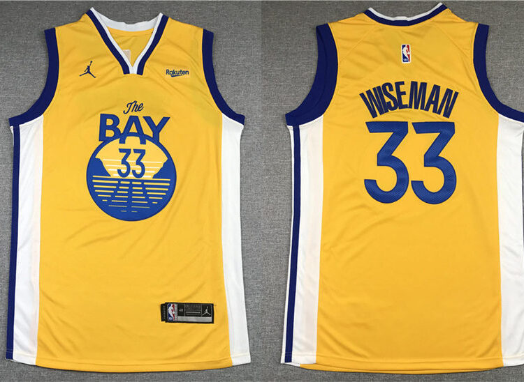 Mens Golden State Warriors #33 James Wiseman Jordan Brand Gold Statement Edition Finished  Jersey