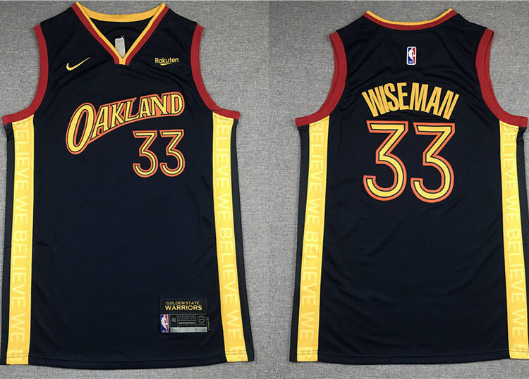 Mens Golden State Warriors #33 James Wiseman Stitched Nike Navy 2020-21 City Edition Jersey