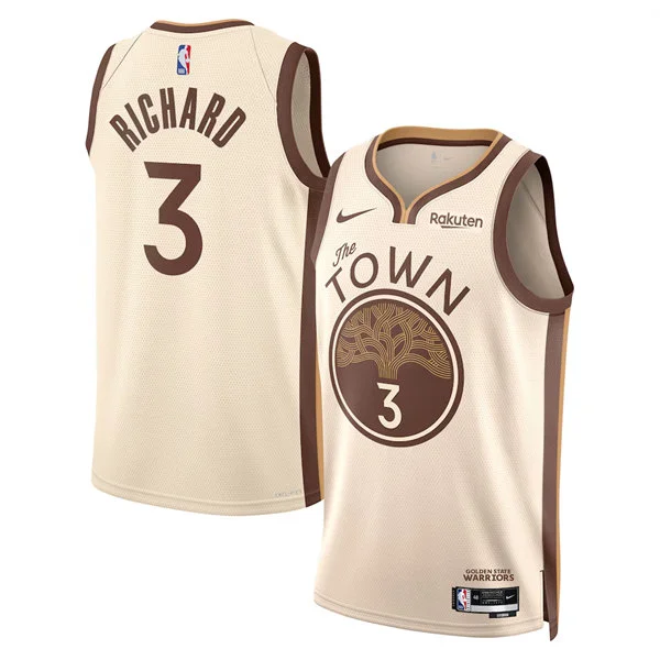 Mens Golden State Warriors #3 Will Richard 2025-26 Tan City Edition Swingman Jersey