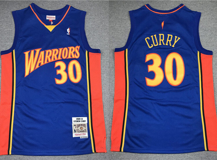 Mens Golden State Warriors #30 Stephen Curry Blue Mitchell & Ness Hardwood Classi Jersey