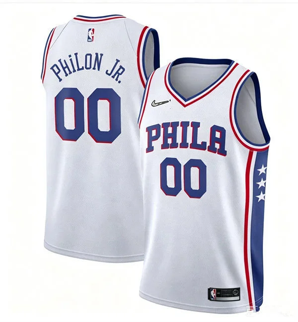 Mens Philadelphia 76ers #00 Labaron Philon Jr. Nike White Association Edition Swingman Jersey