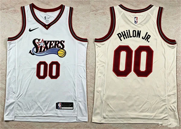 Mens Philadelphia 76ers #00 Labaron Philon Jr. Nike White Hardwood Classics Swingman Jersey