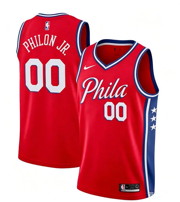 Mens Philadelphia 76ers #00 Labaron Philon Jr. Red Statement Edition Swingman Jersey