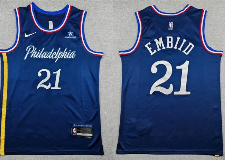 Mens Philadelphia 76ers #21 Joel Embiid Nike Navy 2025-26 City Edition Swingman Jersey