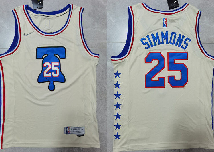 Men's Philadelphia 76ers #25 Ben Simmons Nike Cream 2021 Earned Edition Swingman Jersey