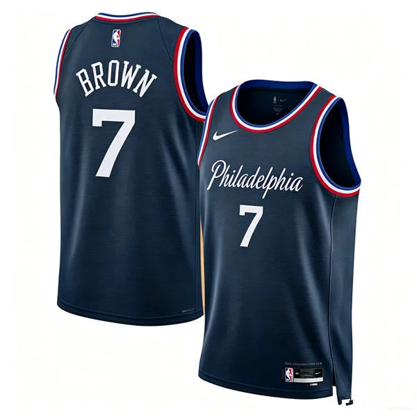 Mens Philadelphia 76ers #7 Jaylen Brown Nike Navy 2025-26 City Edition Swingman Jersey