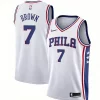 Mens Philadelphia 76ers #7 Jaylen Brown Nike White Association Edition Swingman Jersey