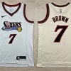 Mens Philadelphia 76ers #7 Jaylen Brown Nike White Hardwood Classics Swingman Jersey