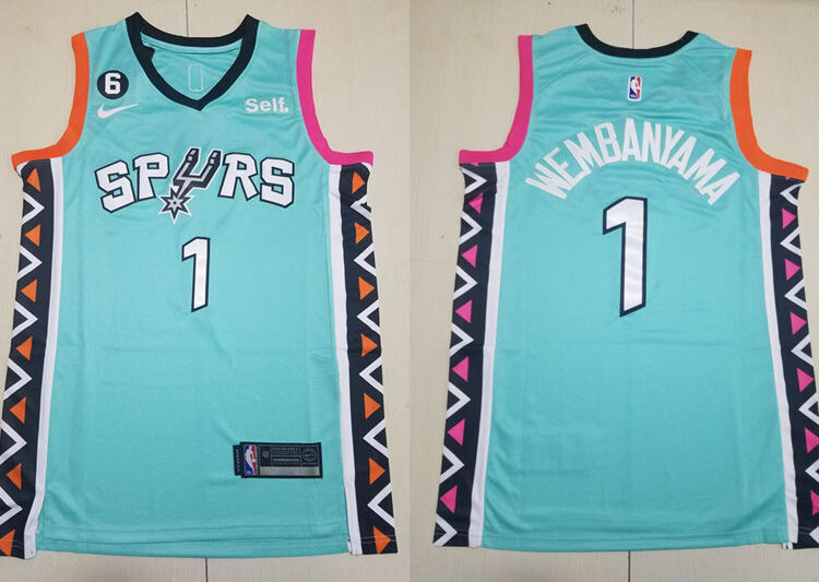Men's San Antonio Spurs #1 Victor Wembanyama Teal 2022-23 City Edition Jersey
