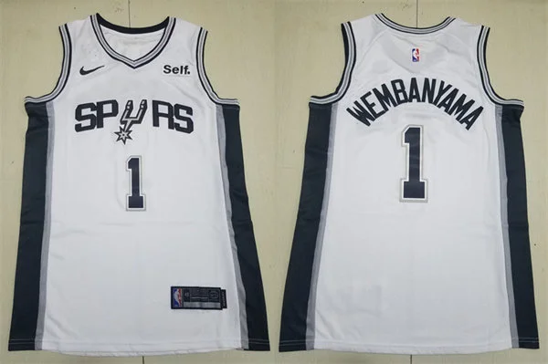 Men's San Antonio Spurs #1 Victor Wembanyama White Association Edition Jersey