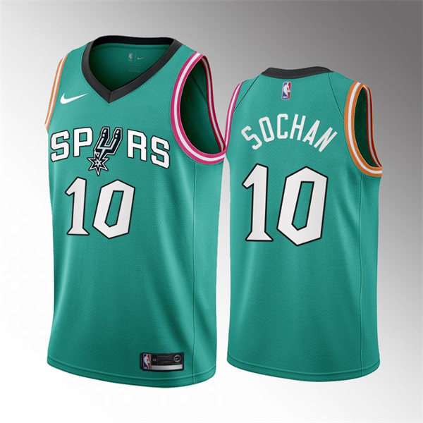 Mens San Antonio Spurs #10 Jeremy Sochan Teal 2022-23 City Edition Jersey