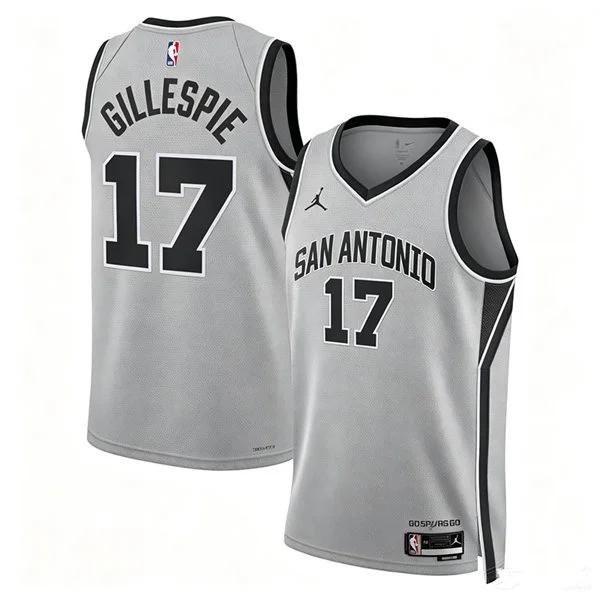 Men's San Antonio Spurs #17 Ja'Kobi Gillespie 2026 Silver Statement Edition Swingman Jersey