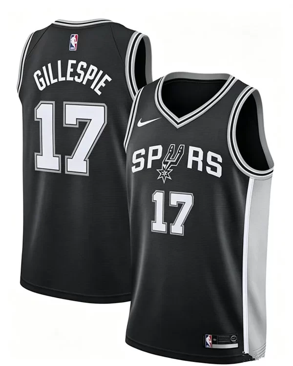 Men's San Antonio Spurs #17 Ja'Kobi Gillespie Nike Black Icon Edition Swingman Jersey