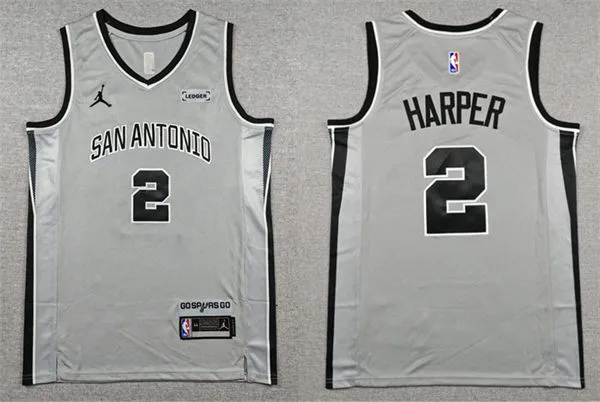 Men's San Antonio Spurs #2 Dylan Harper 2025-26 Silver Statement Edition Swingman Jersey