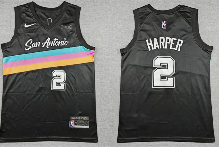 Men's San Antonio Spurs #2 Dylan Harper Black 2025-26 City Edition Swingman Jersey
